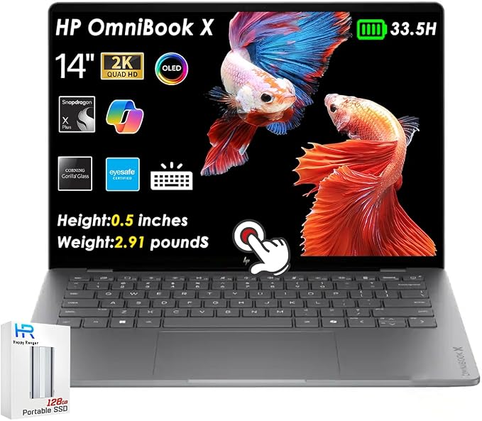 Notebook HP 14-HZ0088DX SNAPDRAGON X 8G/256G SSD/14"2K OLED/W11 - BLUE