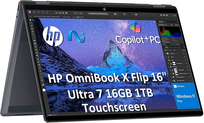 Notebook HP 16-AS0023DX 2IN1 ULTRA7-256V 16G/1T SSD/16"2K/W11/TOUCH/GREY